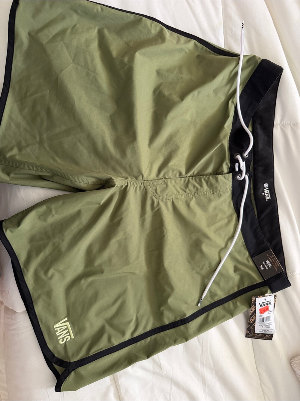 Vans Olive Green Swim Trunks with Black Trim